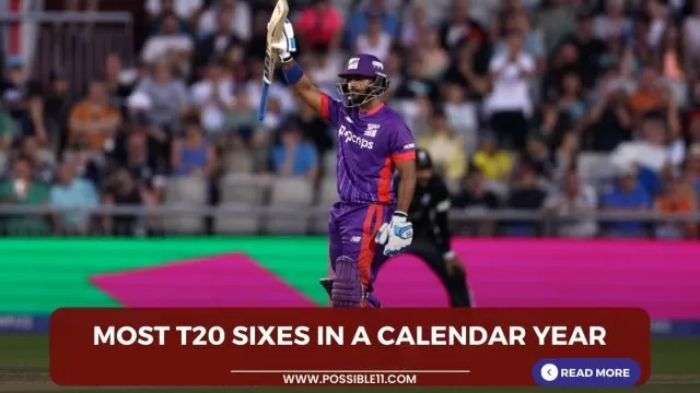 Most T20 sixes in a calendar year