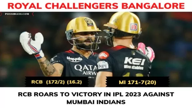 RCB Thrashes Mumbai in IPL 2023 Opener: