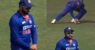 Rohit Sharma injured during fielding, left