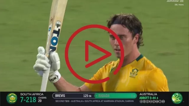 Watch highlights of Dewald Brevis first T20I