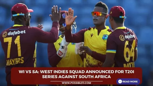 WI vs SA: West Indies squad announced