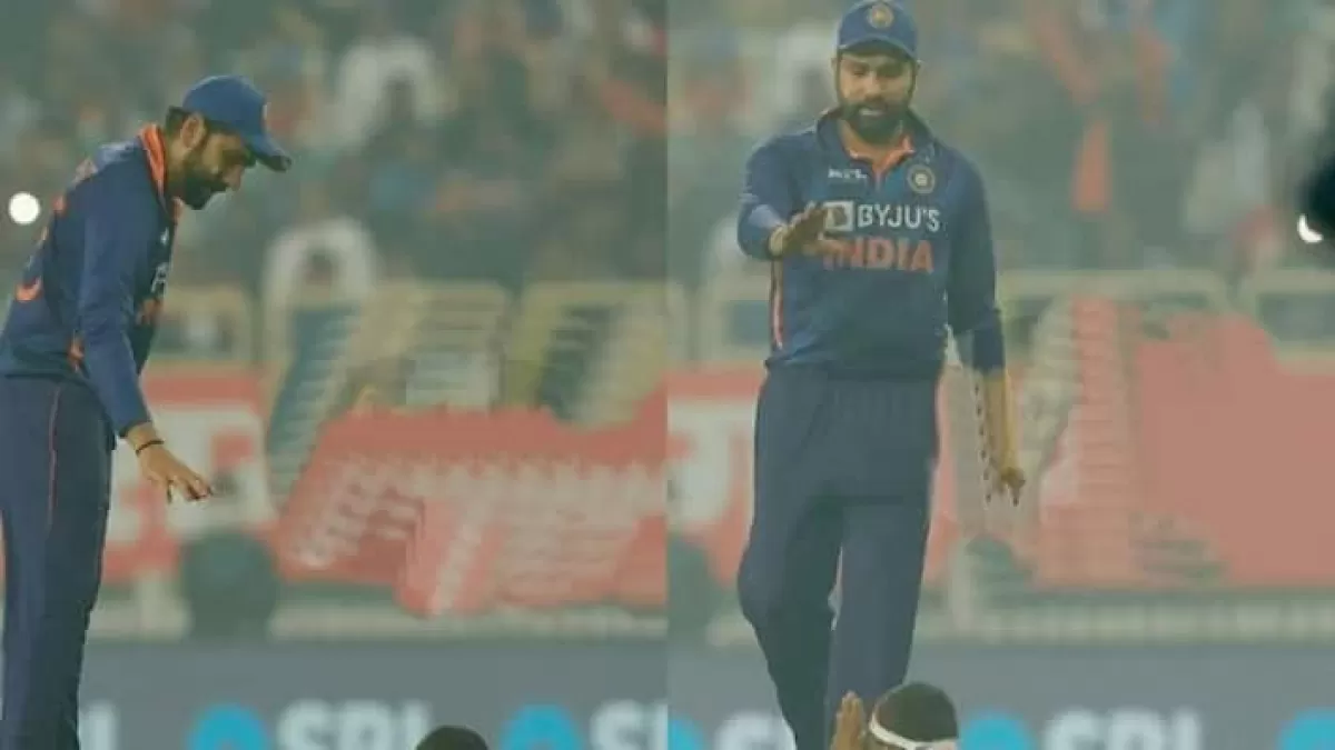 रोहित शर्मा का पैर छुने मैदान में घुसा फैन, दिया आशीर्वाद, देखें Video