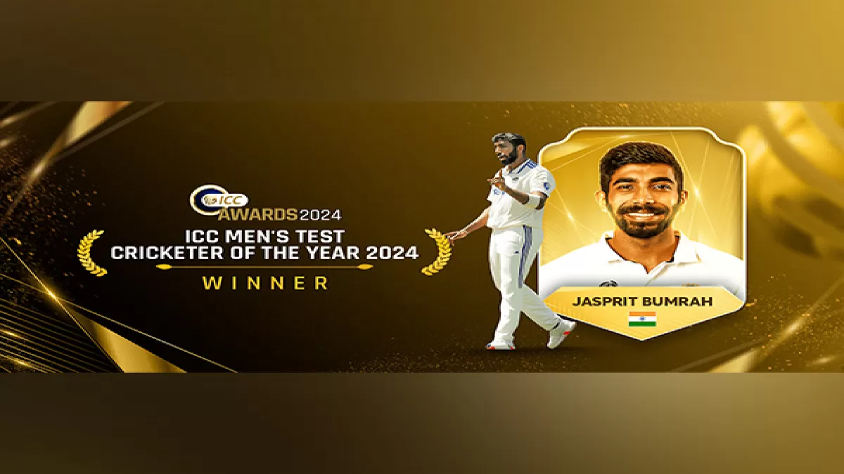 Jasprit Bumrah is awarded the ICC Mens Test Cricketer of the Year 2024
