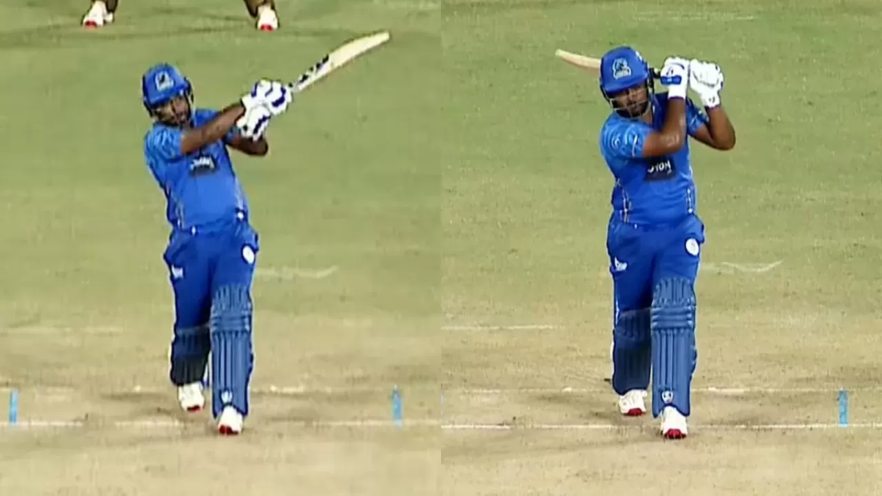 KCL 2025 : Have you seen Sanju Samson no look six? look this