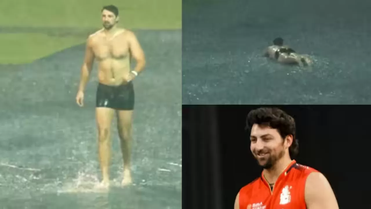 RCB vs KKR, Match Weather : Tim David Enjoying Rain in Bengaluru