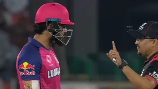 Riyan Parag Umpire Fight : DRS कॉल से गुस्सा भड़का