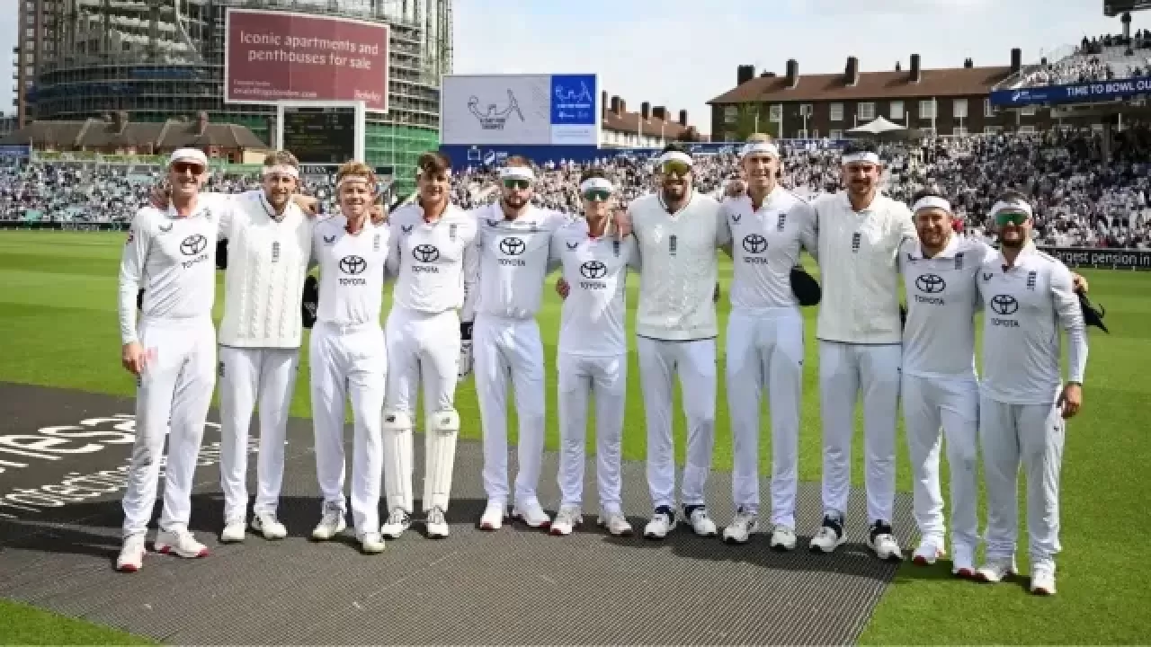Why did the England team come out wearing white hair bands?