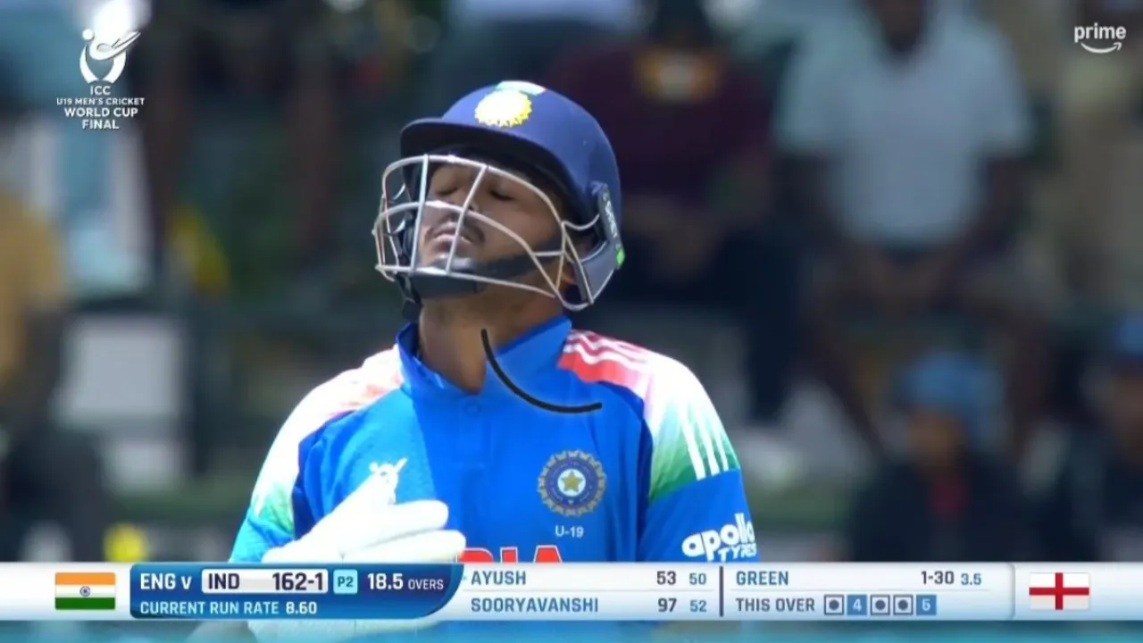 U19 वर्ल्ड कप फाइनल में शानदार 53 रन बनाने के बाद Ayush Mhatre आउट हो गए।