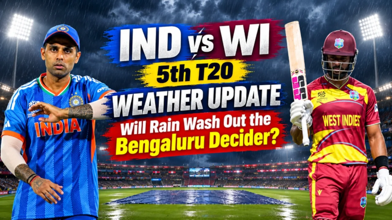 IND vs WI 5वां T20: बेंगलुरु में बारिश बिगाड़ेगी खेल? जानें मौसम अपडेट