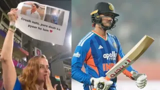 Watch Video: A mystery girl publicly gave Abhishek Sharma a flying kiss