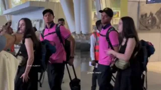 Yashasvi Jaiswal at Hyderabad Airport with his girlfriend, Maddy Hamilton