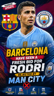 Barcelona’s Fresh Rodri Bid Rejected by