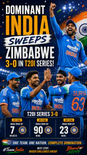 Dominant India Sweeps Zimbabwe 3-0 in
