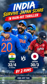 India Survive Japan Scare in Rain-Hit
